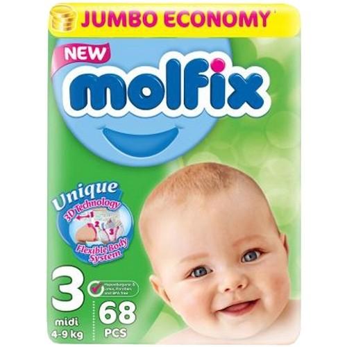 Подгузники Molfix №3 1/3 (68*3) Jumbo